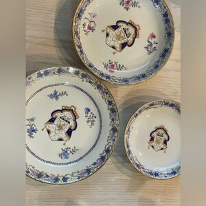 3 Chinese Export Armorial porcelain plates
